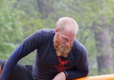 Stockholm, İsveç - 14 Mayıs 2016: Sakallı, sakallı sarışın bir adam, 14 Mayıs 2016 