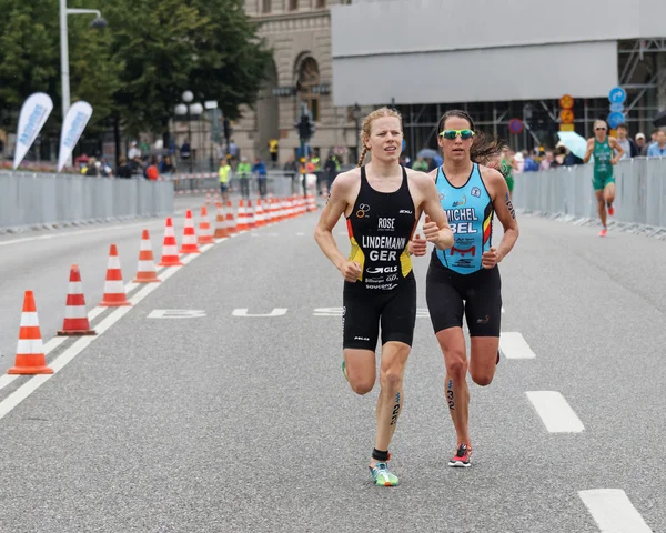 Stockholm Jul 2016 Tcloseup Triathlete Laura Lindemann Running Women Itu — Stock Photo, Image