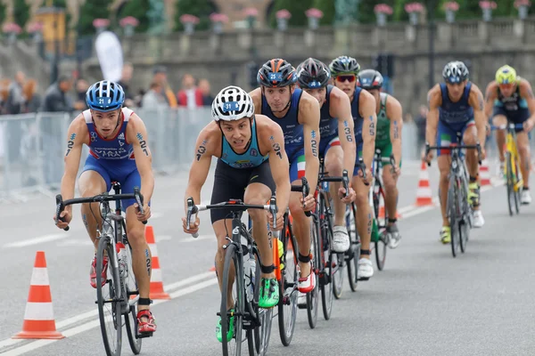 Sztokholm Szwecja Lipca 2016 Grupa Barwnych Męskich Kolarzy Triathlonistycznych Jelle — Zdjęcie stockowe