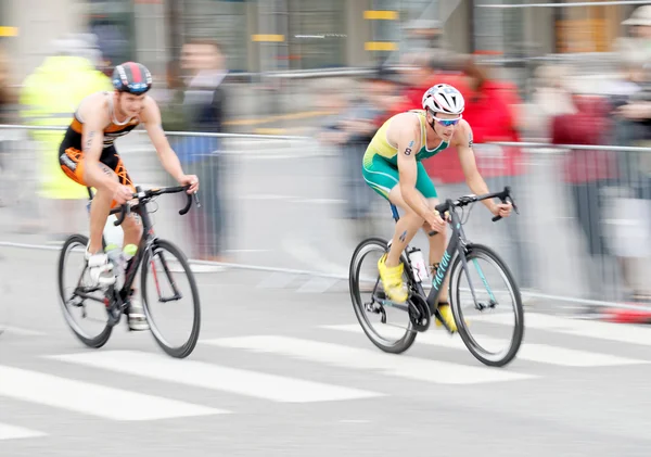 Stoccolma Svezia Luglio 2016 Veduta Laterale Due Ciclisti Maschi Del — Foto Stock