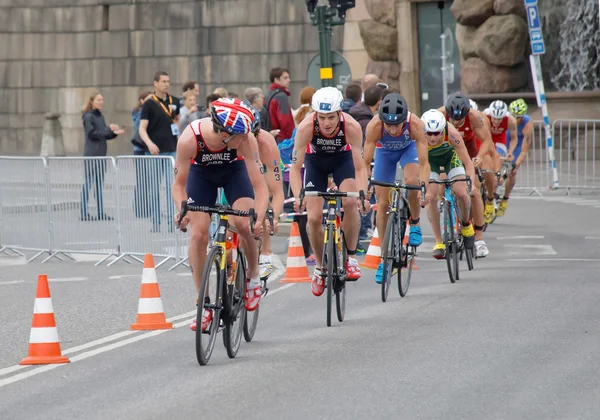 Stockholm Sweden Jul 2016 Brownlee Brothers Group Colorful Male Triathlete — Stock Photo, Image