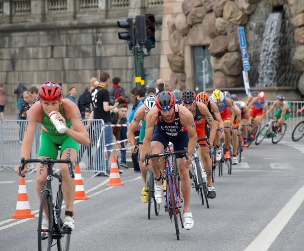 Стокгольм Швеція Липня 2016 Група Яскравих Велосипедистів Триатлетів Адам Боуден — стокове фото