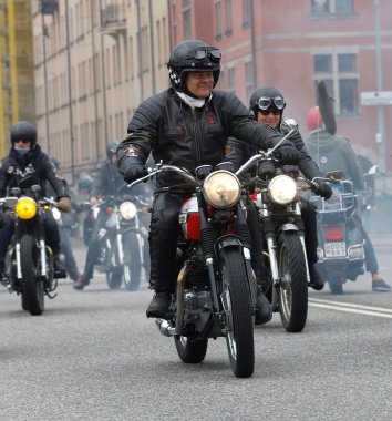 Eski moda motosiklet bisikletçileri üst düzey Grup