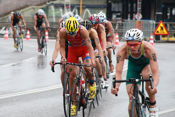 A group of competitors, cycle