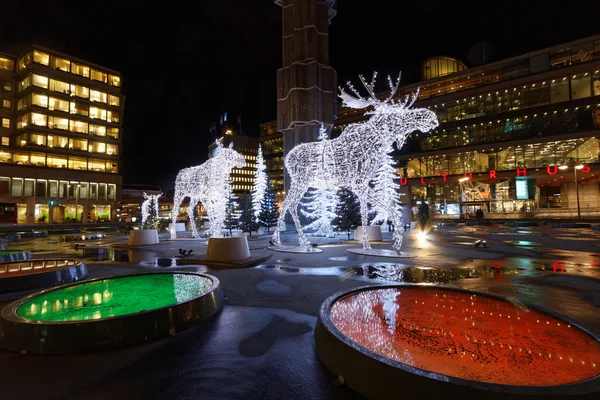 Christmas elks made of light — Stock Photo, Image