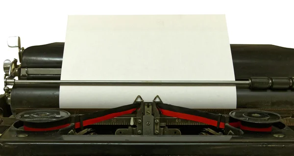 中老风格打字机 (孤立的空工作表) — 图库照片