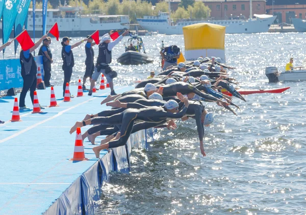 La competidora salta al agua —  Fotos de Stock