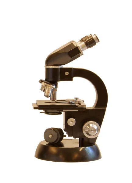 Vintage mikroskop, grundlæggende model, side view - Stock-foto