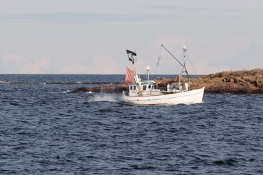 Bir ada önünde küçük balıkçı