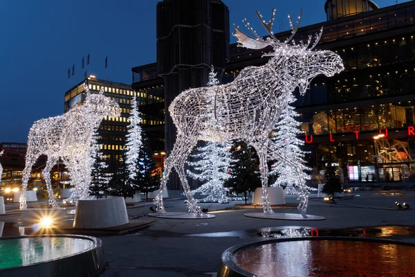 Christmas moose made of light — Stock Photo, Image