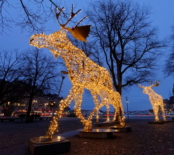 Manada de alce de Natal feita de luz led — Fotografia de Stock