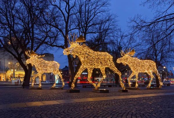 クリスマス ムース群れの led ライト — ストック写真