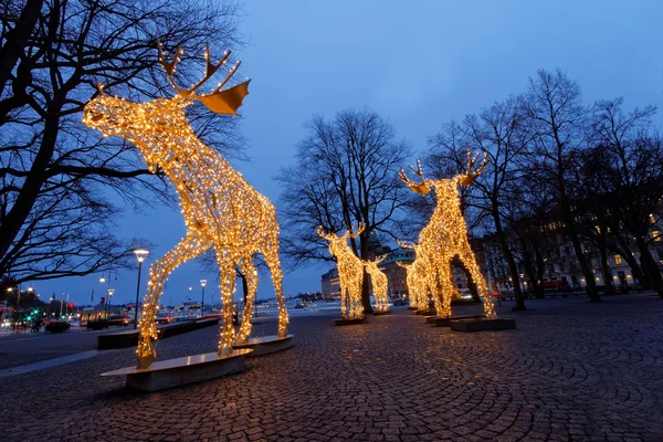 Weihnachtselchherde aus LED-Licht — Stockfoto