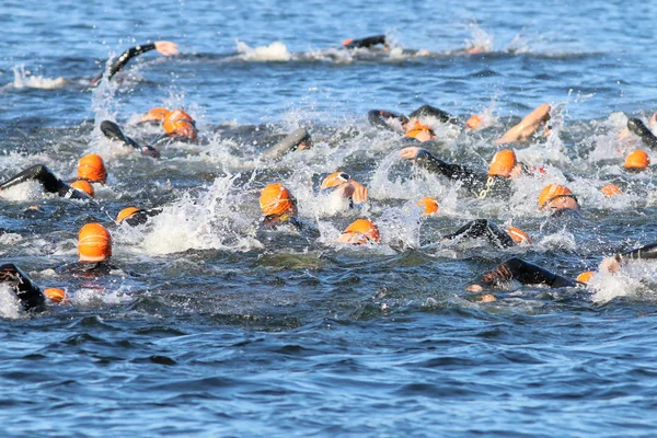 Stockholm Aug 2015 Zwemmen Chaos Van Kruipende Mannelijke Zwemmers Dragen — Stockfoto