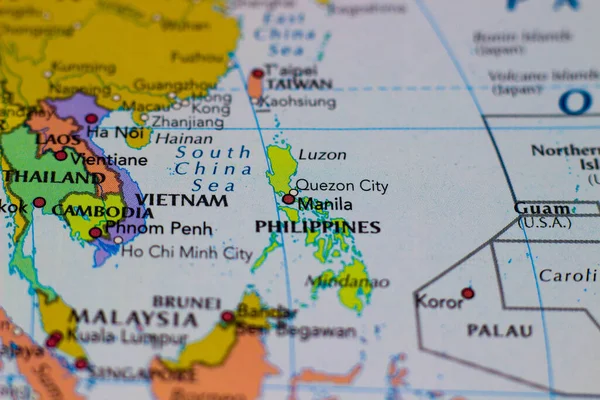 Manila Filippinernas Huvudstad Geografisk Karta — Stockfoto