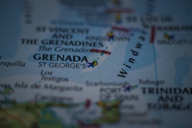 St. George 's, Grenada' nın başkenti coğrafi haritada