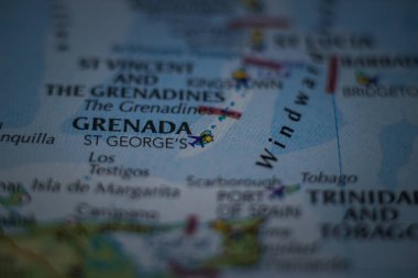 St. George's, the capital city of the Grenada on a geographical map clipart