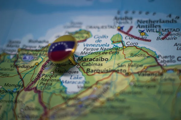 Maracaibo Fijado Mapa Con Bandera Venezuela — Foto de Stock