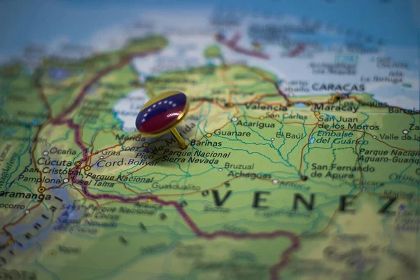 Barinas Appuntato Una Mappa Con Mappa Venezuela — Foto Stock