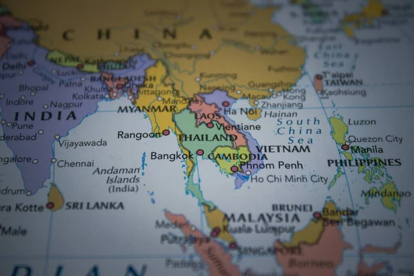 政治世界地图上的泰国 图库图片