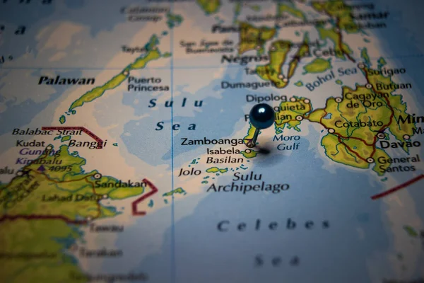 Zamboanga City Philippines Pinned Geographical Map — Stock Photo, Image