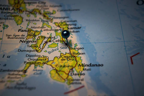 Σουριγκάο Πόλη Στις Φιλιππίνες Καθηλωμένη Γεωγραφικό Χάρτη — Φωτογραφία Αρχείου