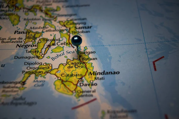 Butuan City Philippines Pinned Geographical Map — Stock Photo, Image