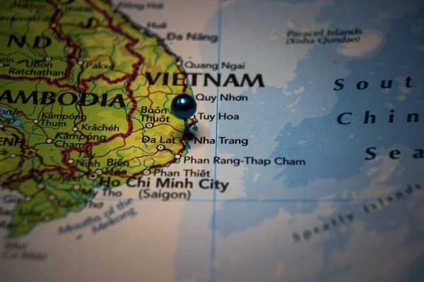 Nha Trang City Vietnam Pinned Geographical Map — Stock Photo, Image