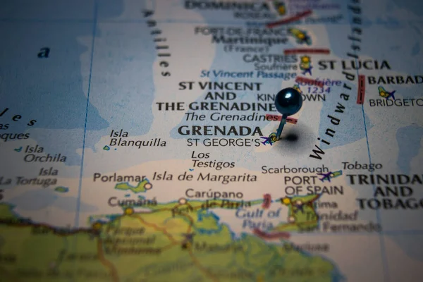 George Capital Grenada Pinned Geographical Map — Stock Photo, Image