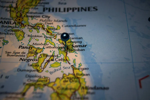 Tacloban Fülöp Szigetek Földrajzi Térképre Tűzött Városa Stock Kép