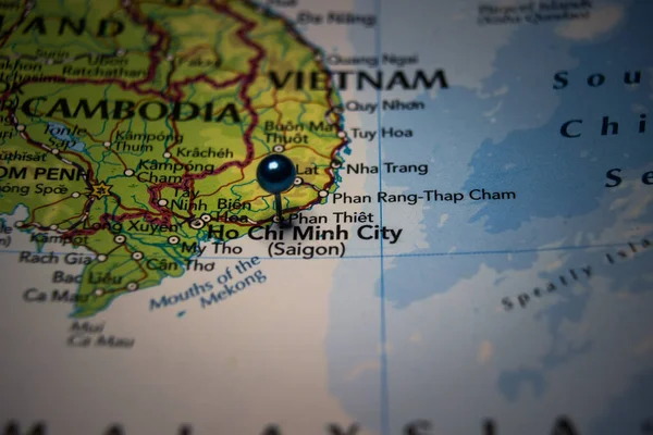 Phan Thiet City Vietnam Pinned Geographical Map 免版税图库图片