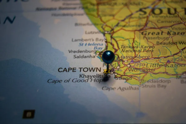 Fokváros Dél Afrikai Köztársaság Földrajzi Térképre Tűzött Városa Jogdíjmentes Stock Fotók
