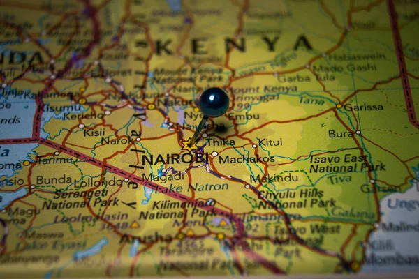 Nairobi Capital Largest City Kenya Pinned Geographical Map Jogdíjmentes Stock Fotók