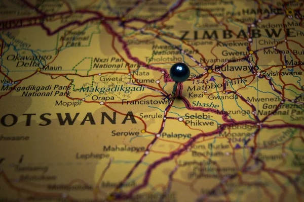 Francistown Second Largest City Botswana Pinned Geographical Map — Fotografia de Stock