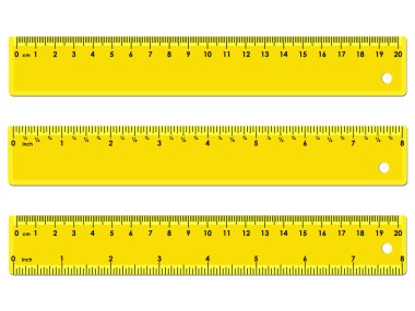 Set of three yellow rulers clipart