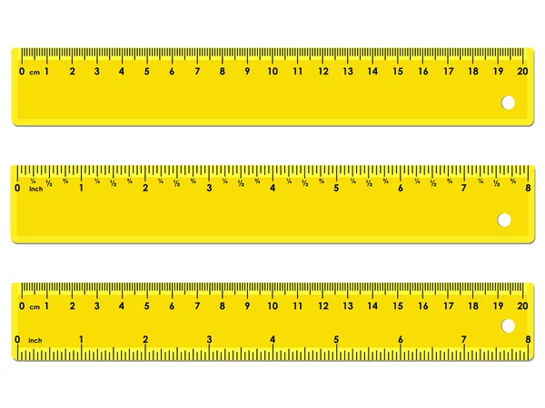 Conjunto de tres reglas amarillas — Archivo Imágenes Vectoriales