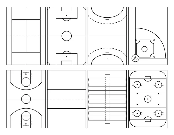 人気のあるスポーツ コート概要 — ストックベクタ