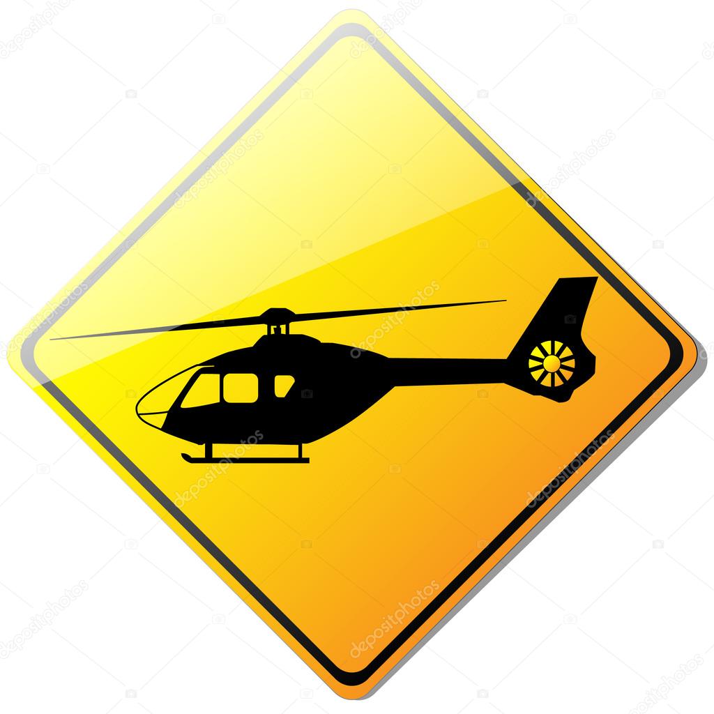Yellow helicopter or helipad sign, vector