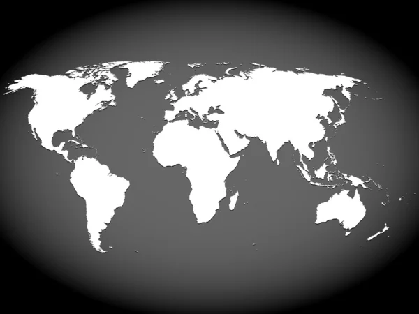 Very high detailed map of the world, with slight 3 D appearance, placed on gray ellipse background, vector — стоковый вектор