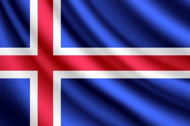 İzlanda bayrağı sallayarak, vektör