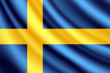İsveç bayrağı sallayarak, vektör