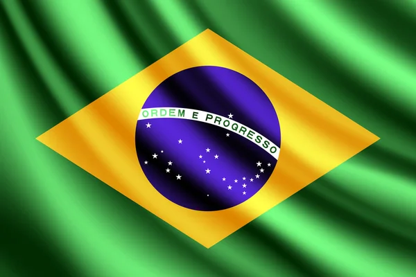 Flagge Brasiliens winken, Vektor — Wektor stockowy
