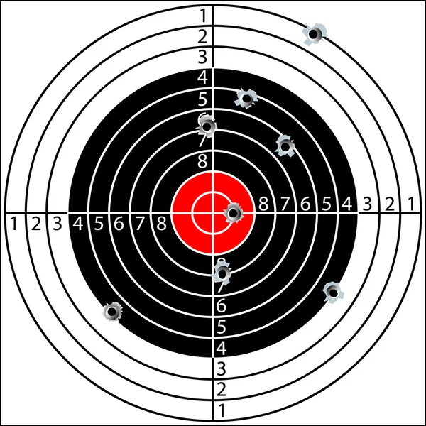 Skjutmål, med hål genomborrade av kulor, vektor — Stock vektor