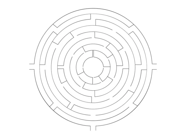 Forme de labyrinthe rond (noir sur blanc ) — Image vectorielle