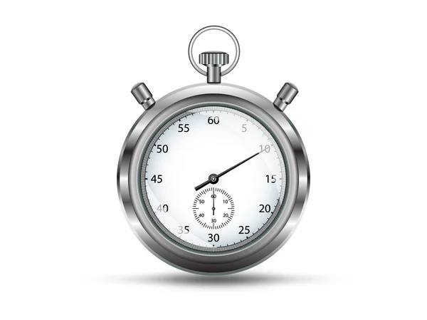 Chronomètre analogique argenté, isolé sur fond blanc, vecteur — Image vectorielle