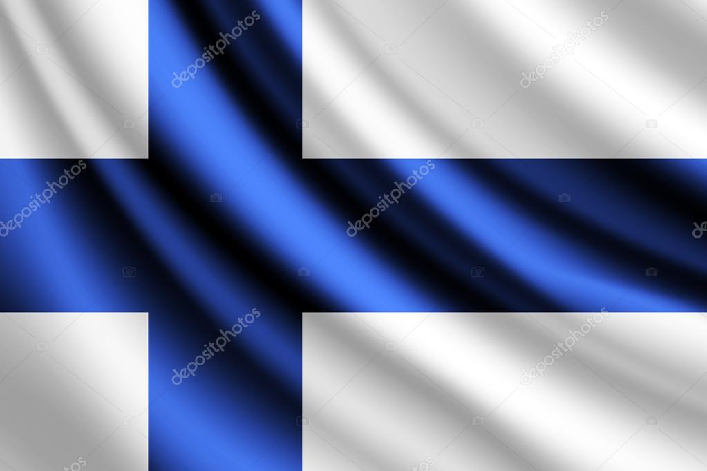 Waving flag of Finland, vector