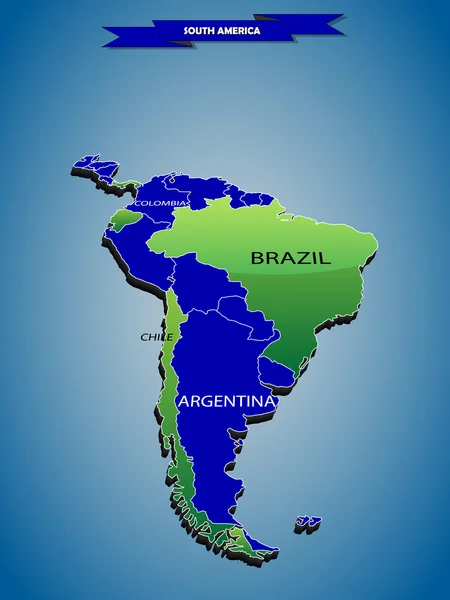 3-dimensionale Infografik politische Karte von Südamerika — Stockvektor