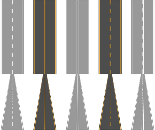 Strade asfaltate, con linee di demarcazione del manto stradale — Vettoriale Stock