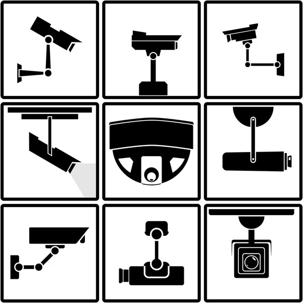 Icônes de caméra de surveillance — Image vectorielle