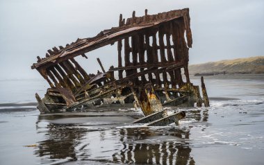 Oregon, Astoria 'daki Stevens Eyalet Parkı' nda gemi kazası.